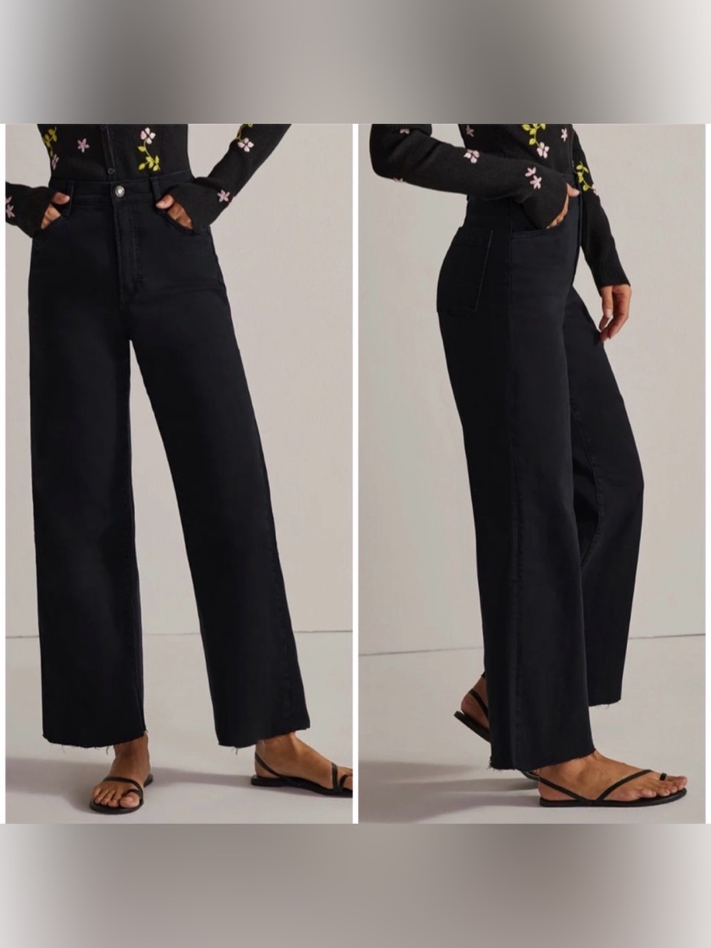 Favorite Daughter The Mischa Super High Rise Wide Leg Ankle Jeans Licorice sz 31